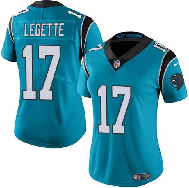 Womens Carolina Panthers #17 Xavier Legette Blue 2024 Draft Vapor Stitched Jersey Dzhi